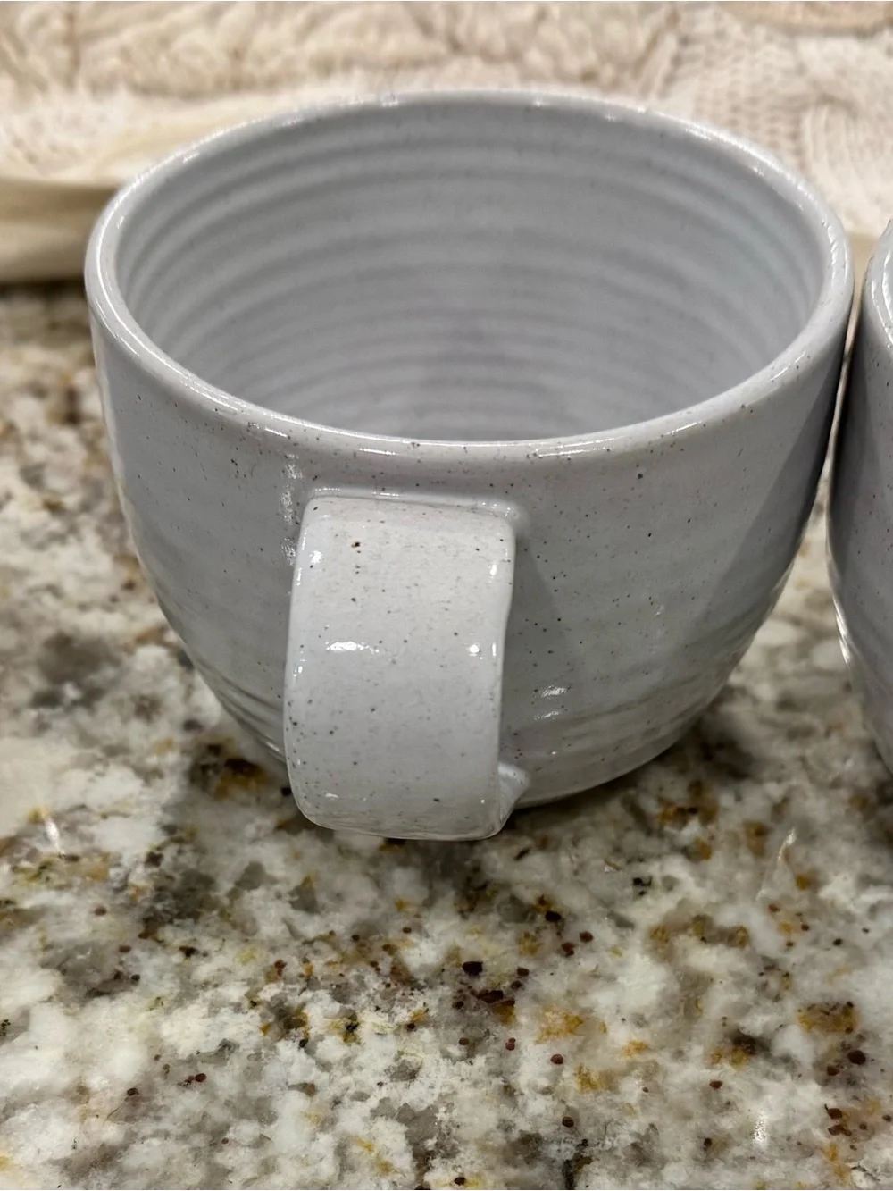 Pottery Barn Thailand Speckled Cream Ceramic Mugs - Set of 3